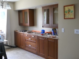 China cabinets hung and trimmed